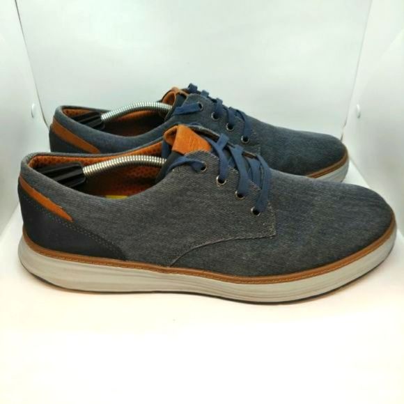 Skechers Other - Skechers Moreno Ederson Oxfords Shoes Men's Size 14 Wide Blue Brown Casual Cushi